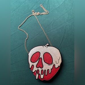 Danielle Nicole Red and White Glitter Skull Apple Crossbody Bag